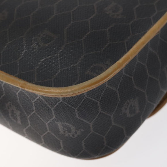 Christian Dior Honeycomb Canvas Shoulder Bag PVC Brown Gold Auth BA1926