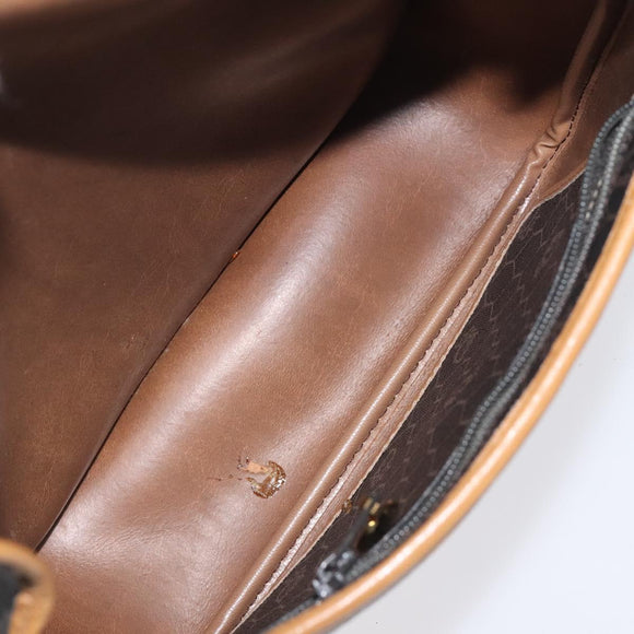Christian Dior Honeycomb Canvas Shoulder Bag PVC Brown Gold Auth BA1926