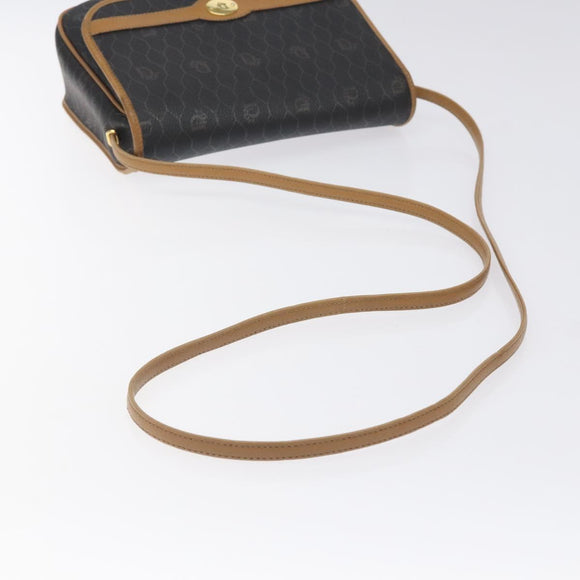 Christian Dior Honeycomb Canvas Shoulder Bag PVC Brown Gold Auth BA1926