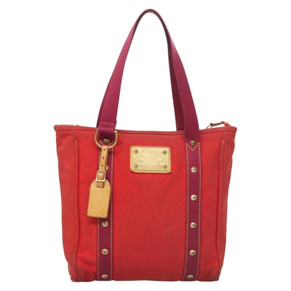 LOUIS VUITTON Antigua Cabas MM Tote Bag Red M40034 LV Auth BA1930