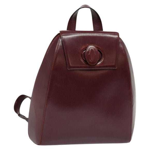 CARTIER Must Line Backpack Leather Bordeaux Gold Auth BA1934