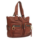 Chloe Betty Hand Bag Leather Brown Silver gold Auth BA1940-1