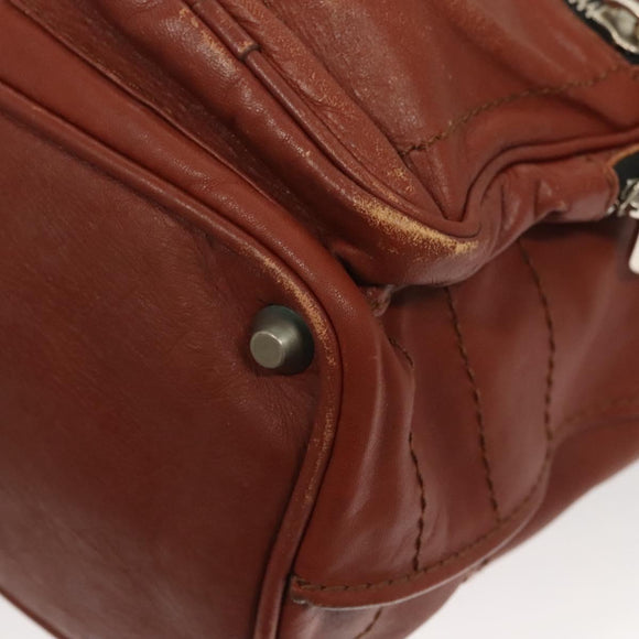 Chloe Betty Hand Bag Leather Brown Silver gold Auth BA1940