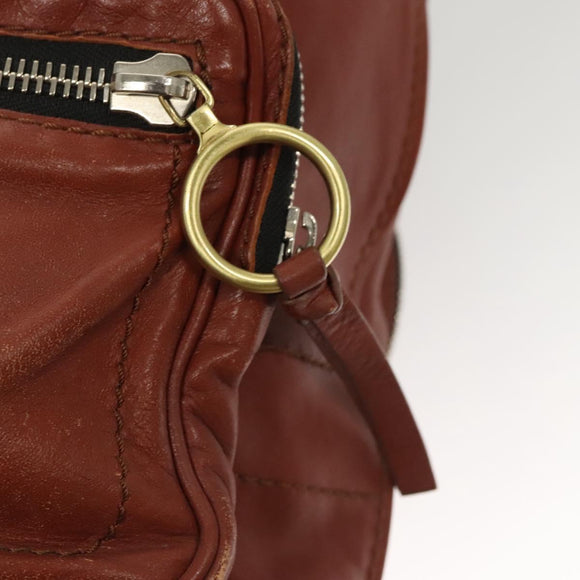 Chloe Betty Hand Bag Leather Brown Silver gold Auth BA1940