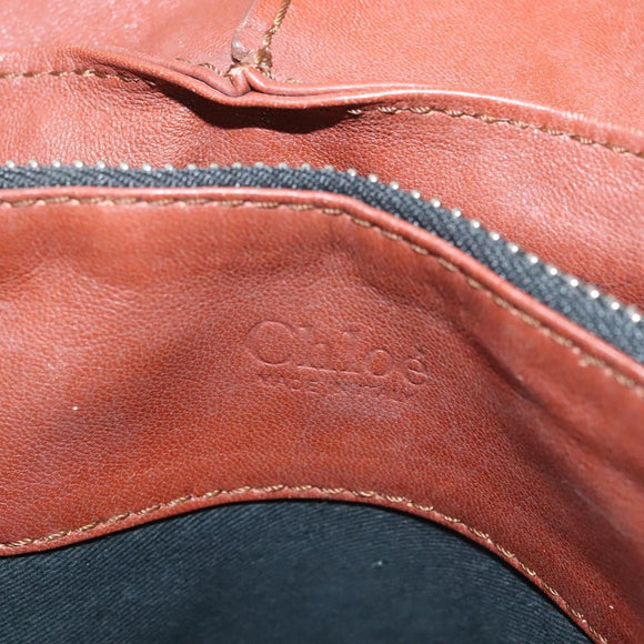 Chloe Betty Hand Bag Leather Brown Silver gold Auth BA1940