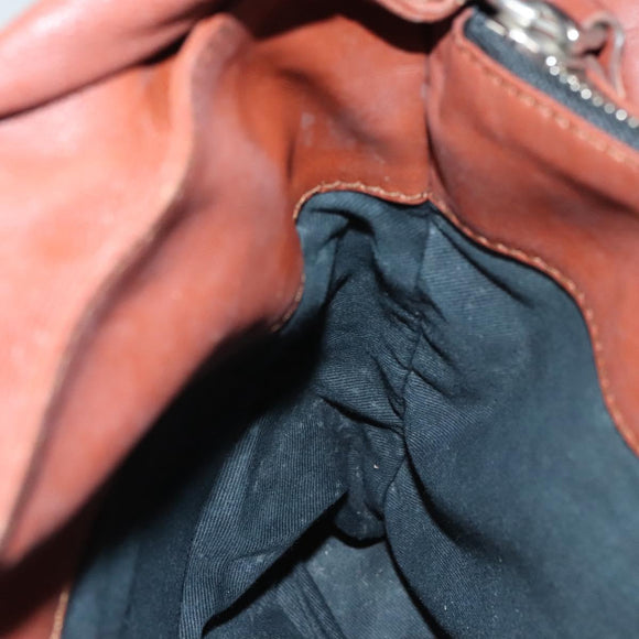 Chloe Betty Hand Bag Leather Brown Silver gold Auth BA1940