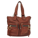 Chloe Betty Hand Bag Leather Brown Silver gold Auth BA1940-13