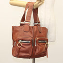 Chloe Betty Hand Bag Leather Brown Silver gold Auth BA1940-29