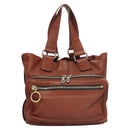 Chloe Betty Hand Bag Leather Brown Silver gold Auth BA1940-2