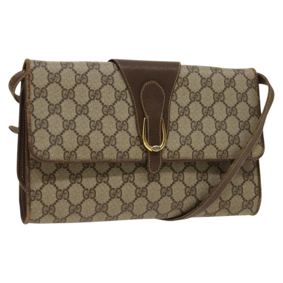 GUCCI GG Supreme Shoulder Bag PVC Beige Gold 904 02 050 Auth BA1943