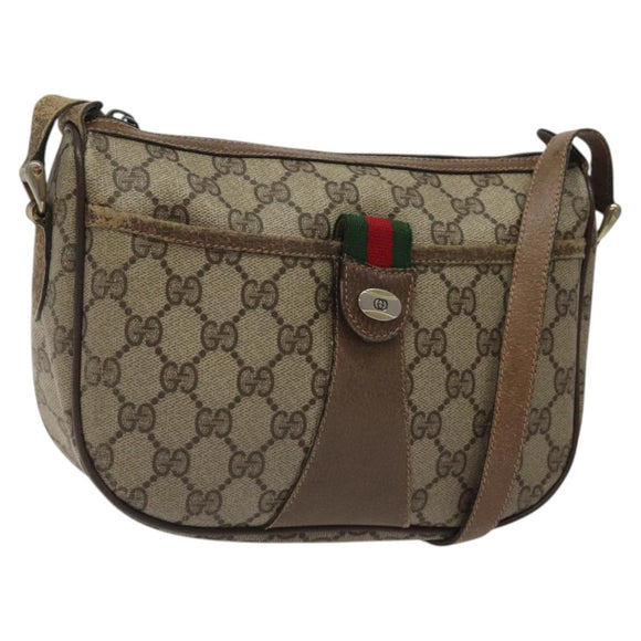 GUCCI GG Supreme Web Sherry Line Shoulder Bag PVC Beige 89 02 032 Auth BA1944