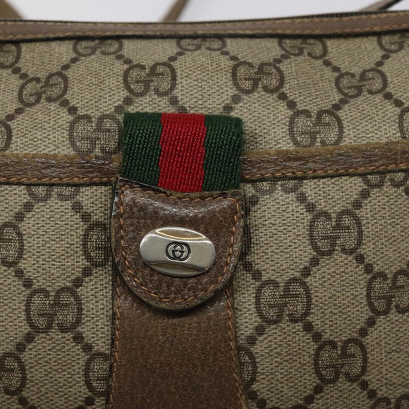 GUCCI GG Supreme Web Sherry Line Shoulder Bag PVC Beige 89 02 032 Auth BA1944