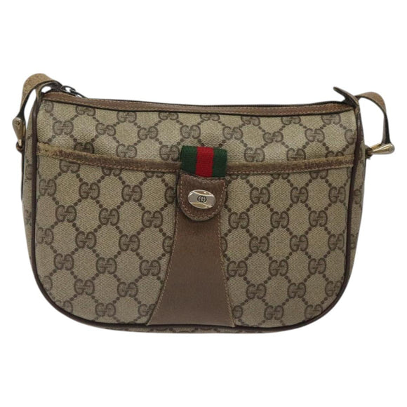 GUCCI GG Supreme Web Sherry Line Shoulder Bag PVC Beige 89 02 032 Auth BA1944