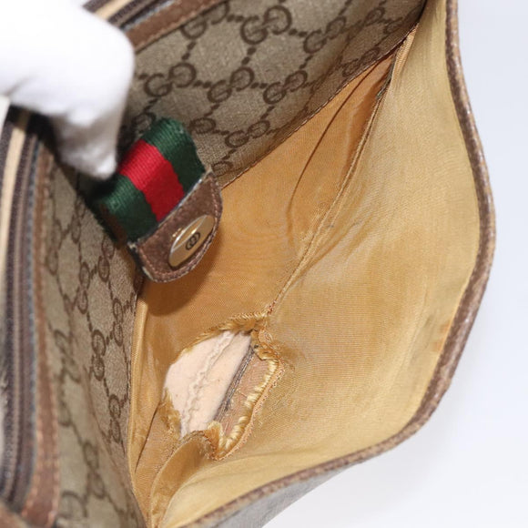 GUCCI GG Supreme Web Sherry Line Shoulder Bag PVC Beige 89 02 032 Auth BA1944