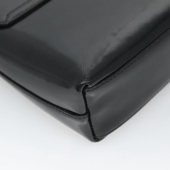 GUCCI Shoulder Bag Enamel Black Gold 007 3444 0282 Auth BA1950