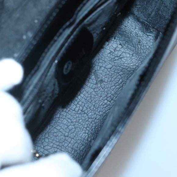 GUCCI Shoulder Bag Enamel Black Gold 007 3444 0282 Auth BA1950