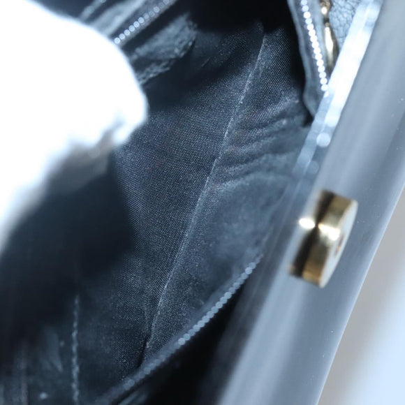 GUCCI Shoulder Bag Enamel Black Gold 007 3444 0282 Auth BA1950