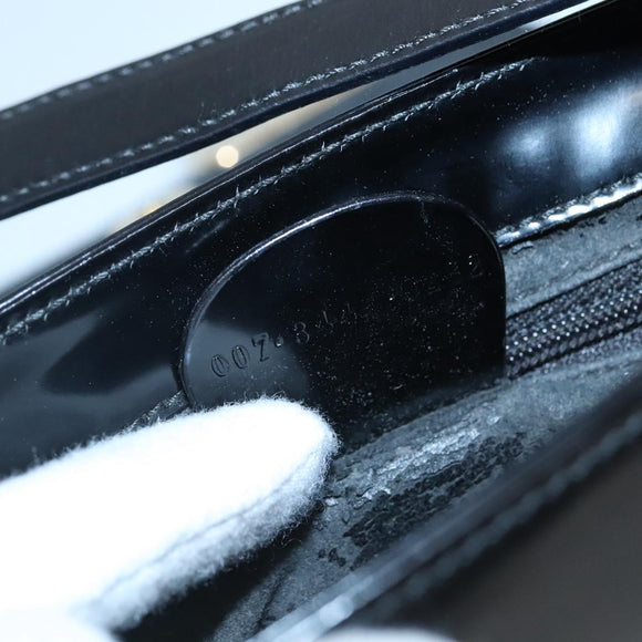 GUCCI Shoulder Bag Enamel Black Gold 007 3444 0282 Auth BA1950