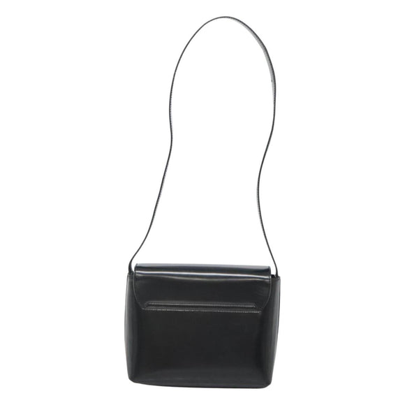 GUCCI Shoulder Bag Enamel Black Gold 007 3444 0282 Auth BA1950