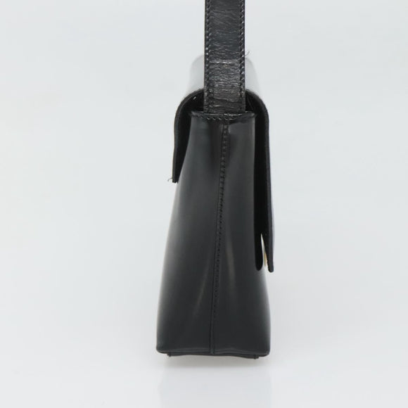 GUCCI Shoulder Bag Enamel Black Gold 007 3444 0282 Auth BA1950