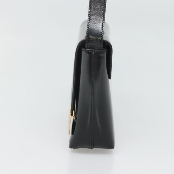 GUCCI Shoulder Bag Enamel Black Gold 007 3444 0282 Auth BA1950