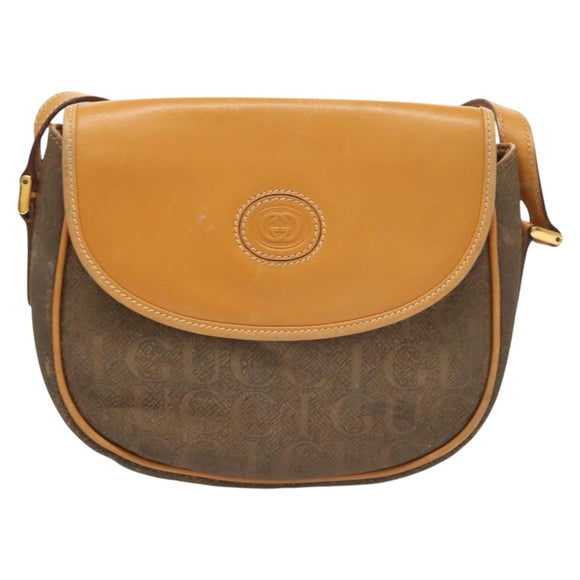 GUCCI Shoulder Bag Canvas Leather Beige 007 261 0074 Auth BA1953