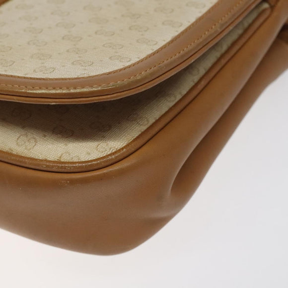 GUCCI Micro GG Supreme Shoulder Bag PVC White Gold Auth BA1955