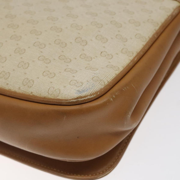 GUCCI Micro GG Supreme Shoulder Bag PVC White Gold Auth BA1955