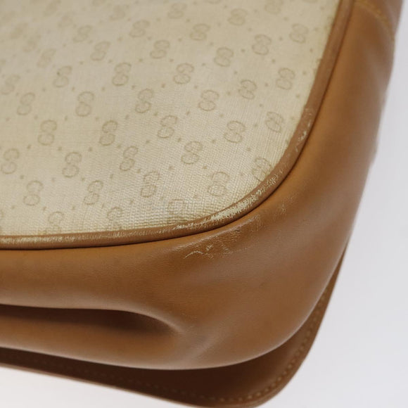 GUCCI Micro GG Supreme Shoulder Bag PVC White Gold Auth BA1955