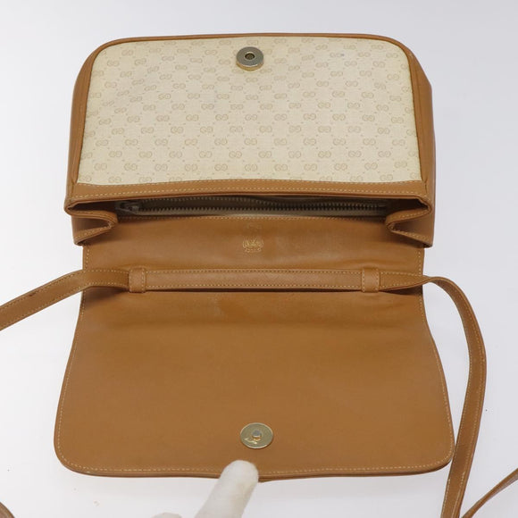 GUCCI Micro GG Supreme Shoulder Bag PVC White Gold Auth BA1955