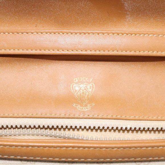 GUCCI Micro GG Supreme Shoulder Bag PVC White Gold Auth BA1955