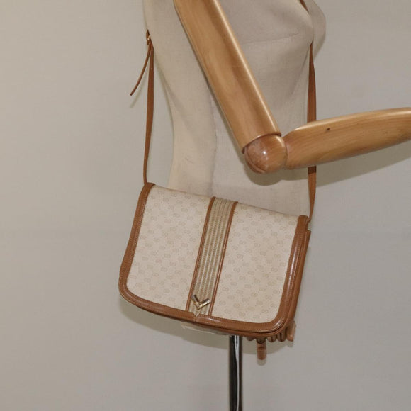 GUCCI Micro GG Supreme Shoulder Bag PVC White Gold Auth BA1955