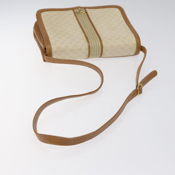 GUCCI Micro GG Supreme Shoulder Bag PVC White Gold Auth BA1955