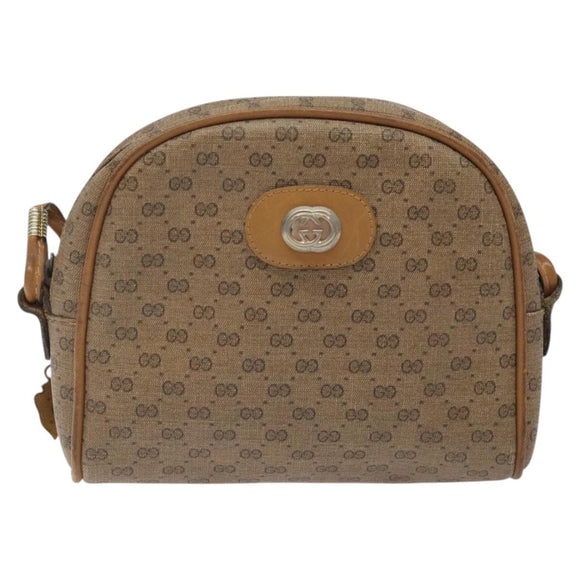 GUCCI Micro GG Supreme Shoulder Bag PVC Beige Auth BA1956