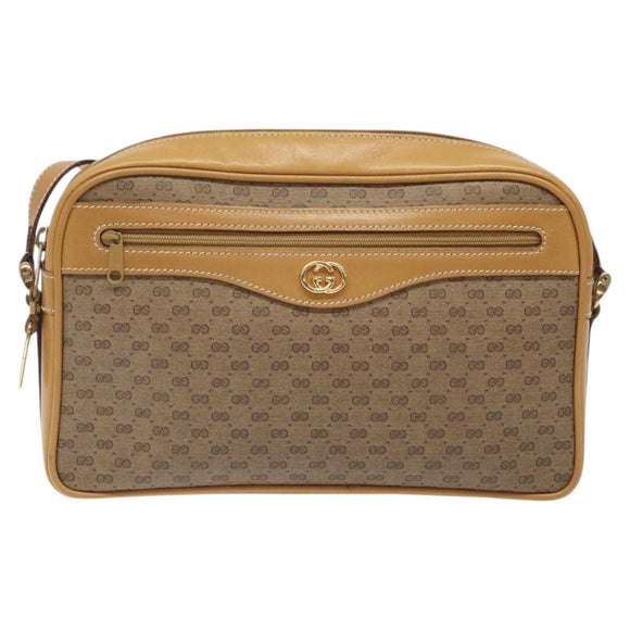 GUCCI Micro GG Supreme Shoulder Bag PVC Beige Gold 001 067 1281 Auth BA1957