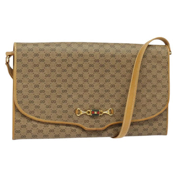 GUCCI Micro GG Supreme Shoulder Bag PVC Beige Gold Auth BA1958