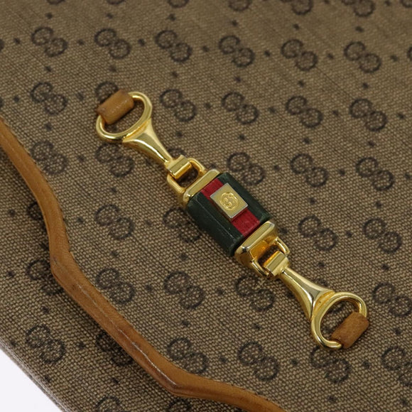 GUCCI Micro GG Supreme Shoulder Bag PVC Beige Gold Auth BA1958