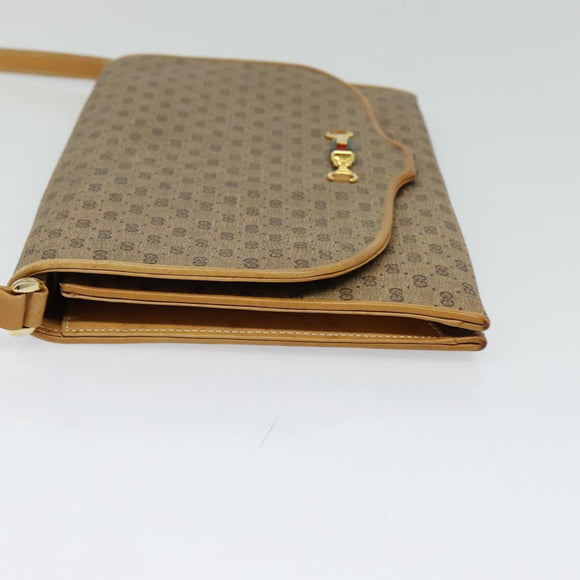 GUCCI Micro GG Supreme Shoulder Bag PVC Beige Gold Auth BA1958