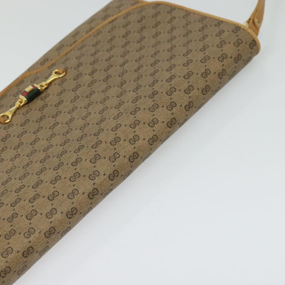 GUCCI Micro GG Supreme Shoulder Bag PVC Beige Gold Auth BA1958