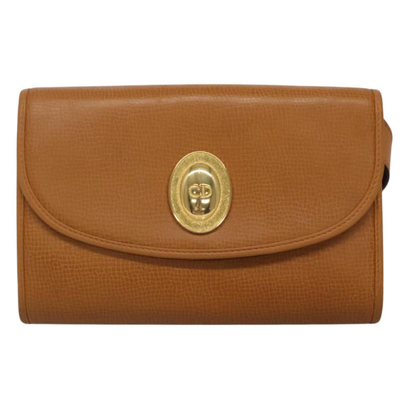 Christian Dior Shoulder Bag Leather Beige Auth BA196