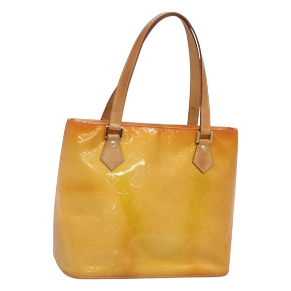 LOUIS VUITTON Monogram Vernis Houston Hand Bag Beige M91004 LV Auth BA1969