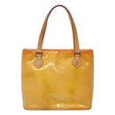 LOUIS VUITTON Monogram Vernis Houston Hand Bag Beige M91004 LV Auth BA1969-2