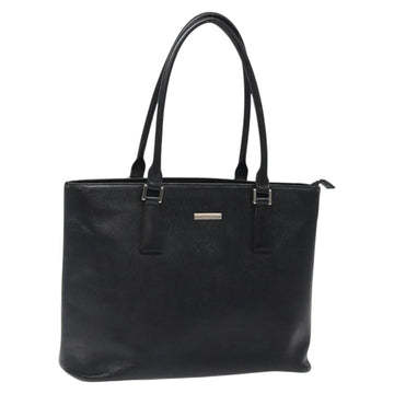 BURBERRY Tote Bag Leather Black Silver Auth BA1979