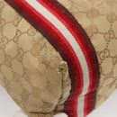 GUCCI GG Canvas Sherry Line Tote Bag Beige Red 189669 Auth BA1983-13