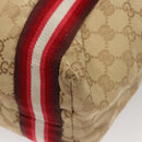 GUCCI GG Canvas Sherry Line Tote Bag Beige Red 189669 Auth BA1983-14