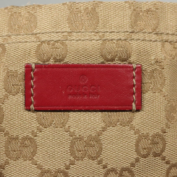 GUCCI GG Canvas Sherry Line Tote Bag Beige Red 189669 Auth BA1983