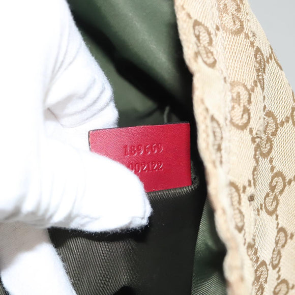 GUCCI GG Canvas Sherry Line Tote Bag Beige Red 189669 Auth BA1983