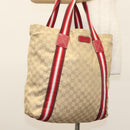 GUCCI GG Canvas Sherry Line Tote Bag Beige Red 189669 Auth BA1983-22