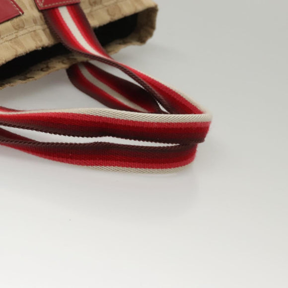 GUCCI GG Canvas Sherry Line Tote Bag Beige Red 189669 Auth BA1983