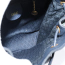 GUCCI Bamboo Backpack Suede Leather Navy Gold 003 1956 0030 Auth BA1984-19